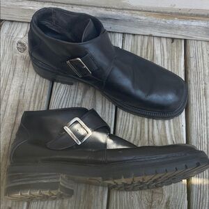 Kenneth Cole Reaction Men's Boots Black Leather Buckle Chelsea Boots Size